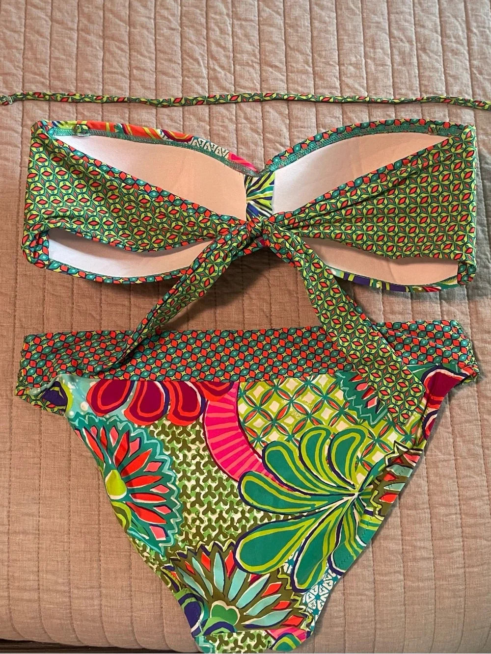 Trina Turk Zanzibar Vibrant Floral Print Bikini - Multi Green & Coral - Picture 2 of 6